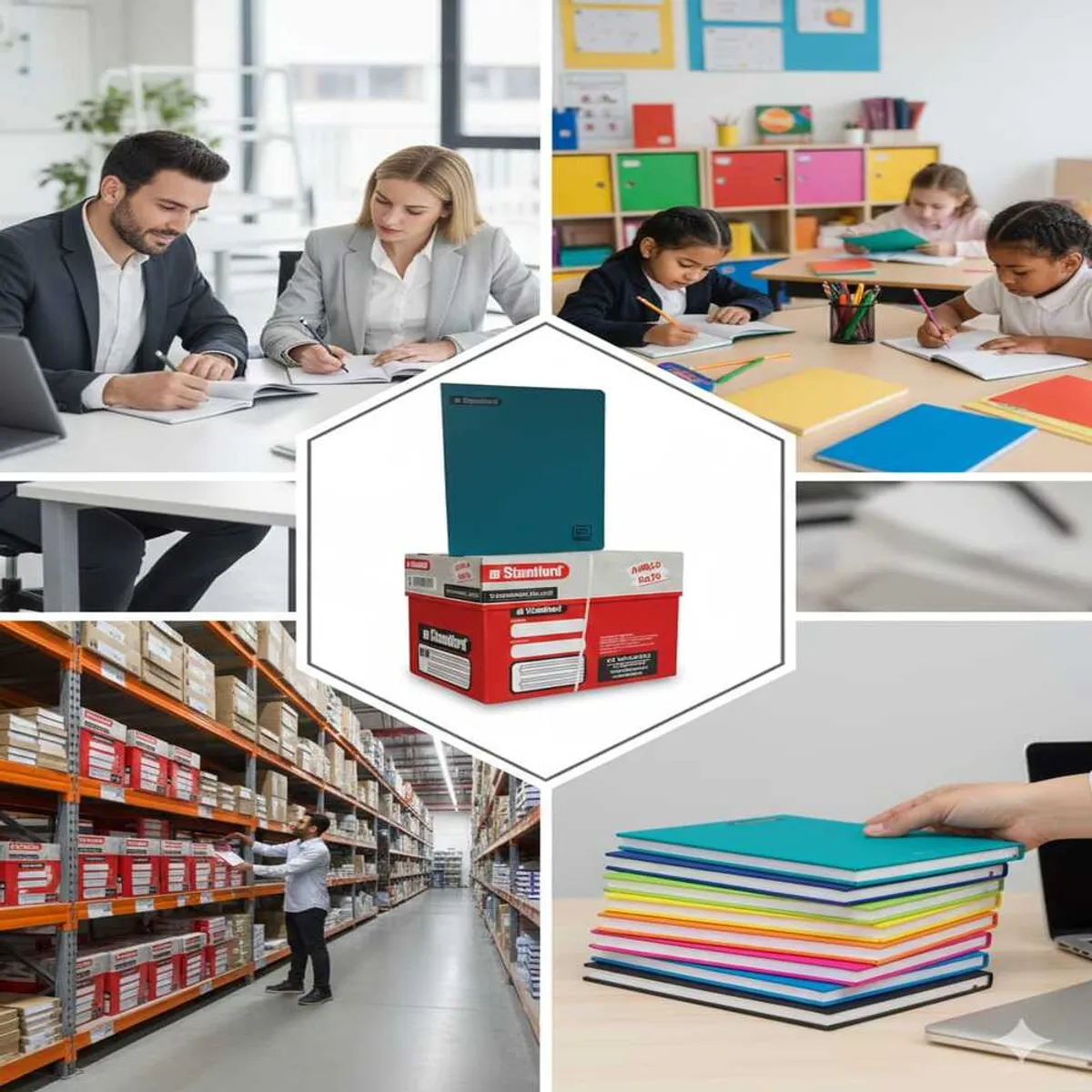 STANFORD - Caja de Cuadernos Triple Renglon Standford Notebook – 25 Unidades