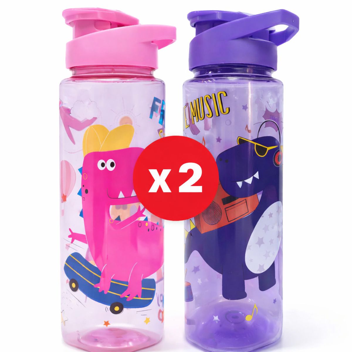 GENERICO - TOMATODO BOTELLA COLEGIO LONCHERA UTILES ESCOLARES NIÑAS 700 ML 23 CM 2 UNIDADES