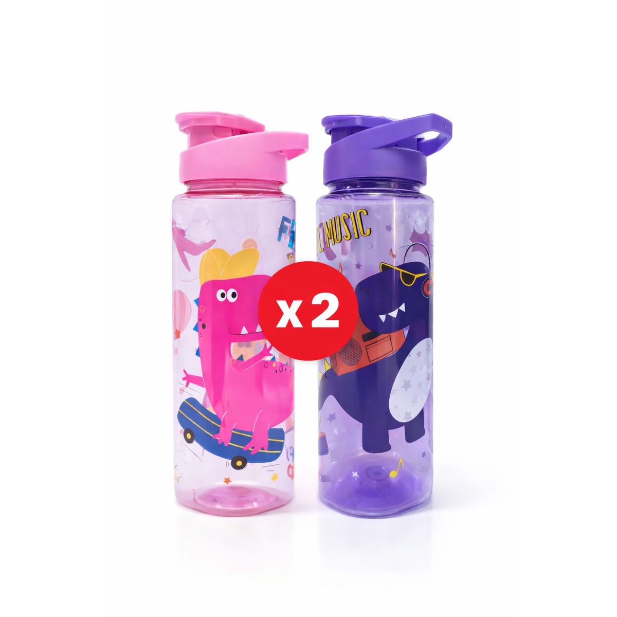 GENERICO - TOMATODO BOTELLA COLEGIO LONCHERA UTILES ESCOLARES NIÑAS 700 ML 23 CM 2 UNIDADES