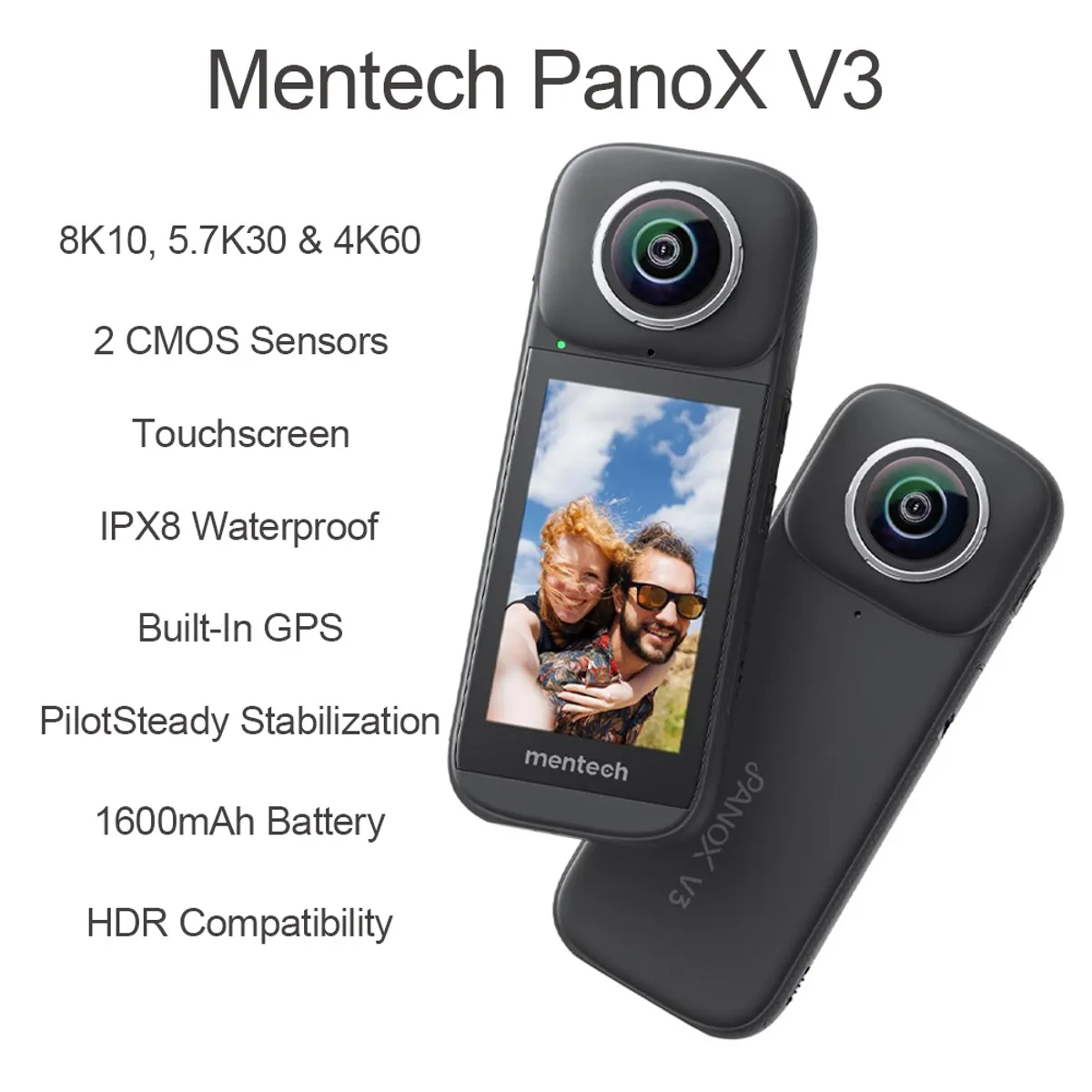 MENTECH - Cámara deportivas Mentech PanoX V3, 8K 360, foto de 12K 360