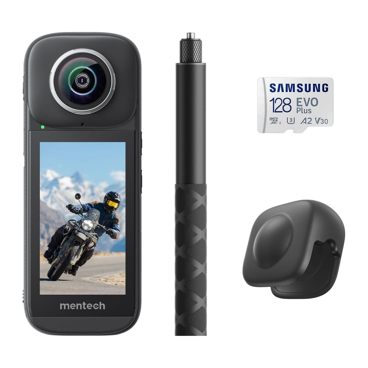 MENTECH - Cámara deportivas Mentech PanoX V3 Get-Set Bundle - Tarjeta de memoria de 128GB