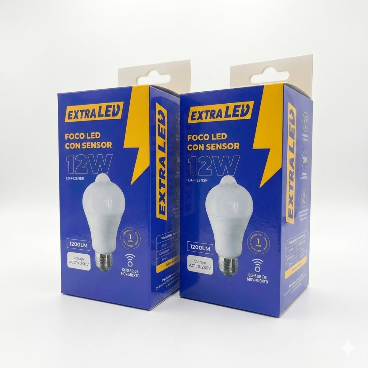 EXTRALED - Pack x2 Foco LED Sensor de Movimiento PIR 12W E27 Extraled
