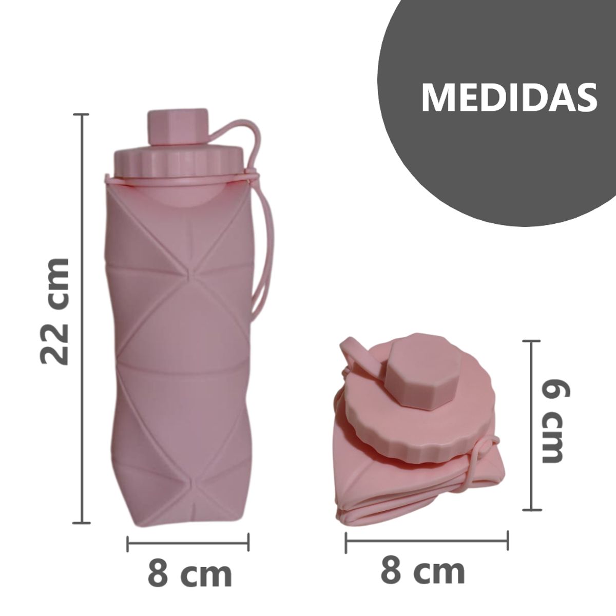 GENERICO - Tomatodo botella plegable portátil de 600ml - Rosado