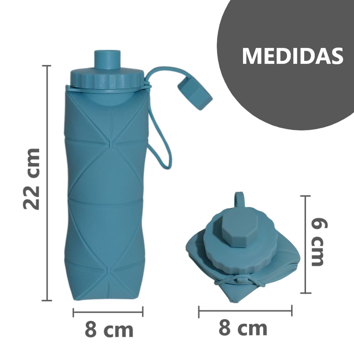 GENERICO - Tomatodo botella plegable portátil de 600ml - Celeste