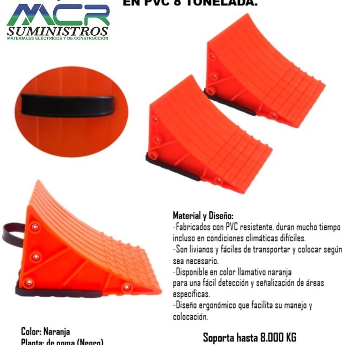 GENERICO - TACO DE SEGURIDAD VIAL DE PVC 8 TONELADA (PACK DE 4 UNIDADES).
