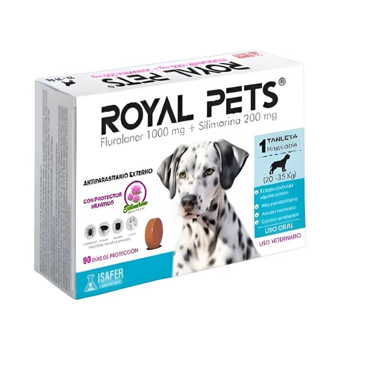 Royal Pets Tableta Antiparasitaria para Perros de 20.1 a 40 kg - 3 Meses de Protección, marca ROYAL PET - Foto Principal