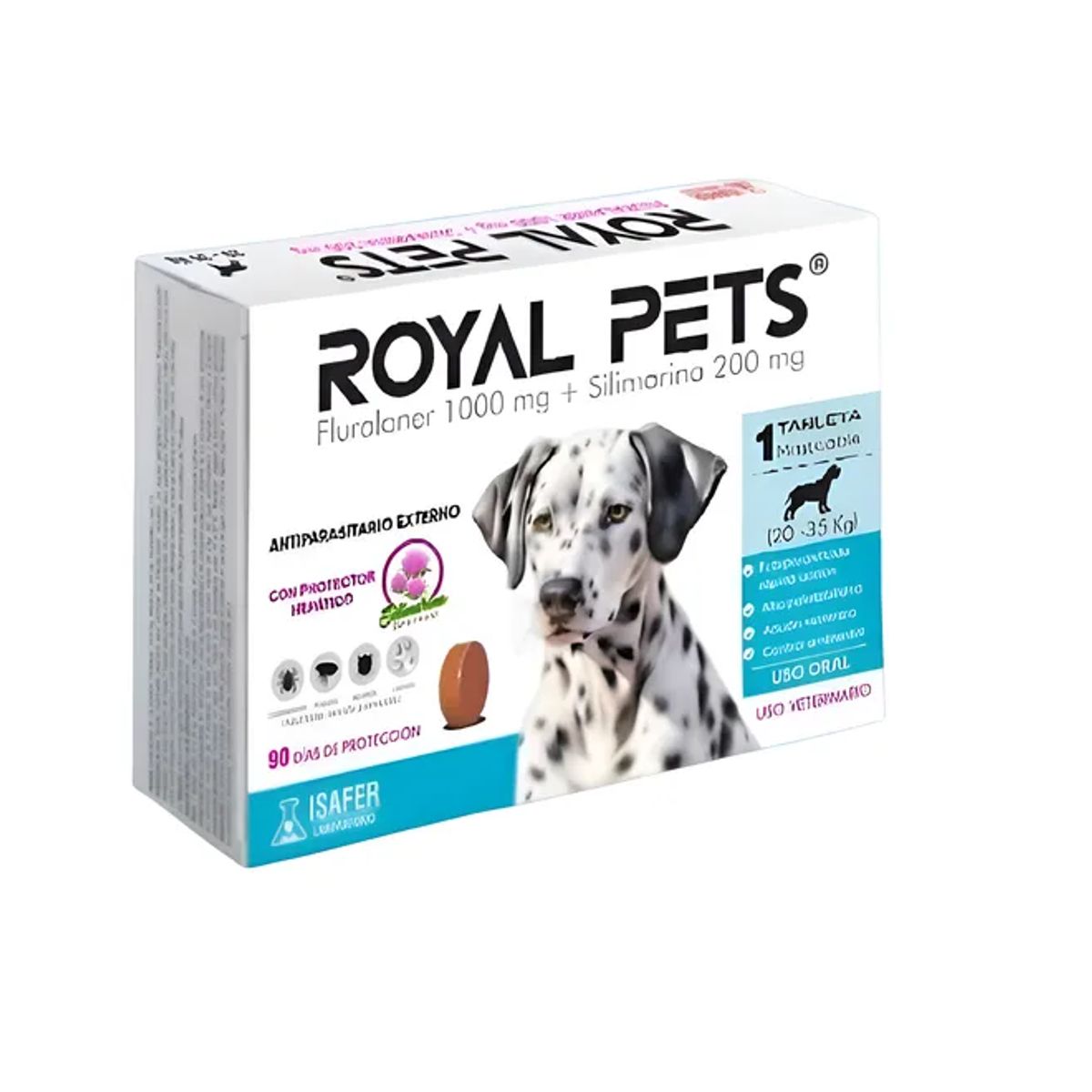 Royal Pets Tableta Antiparasitaria para Perros de 20.1 a 40 kg - 3 Meses de Protección, marca ROYAL PET - Foto Principal