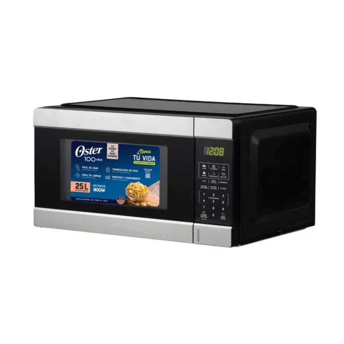 OSTER - Microondas Digital 25 L Negro con Puerta de Acero Inoxidable POGG2303