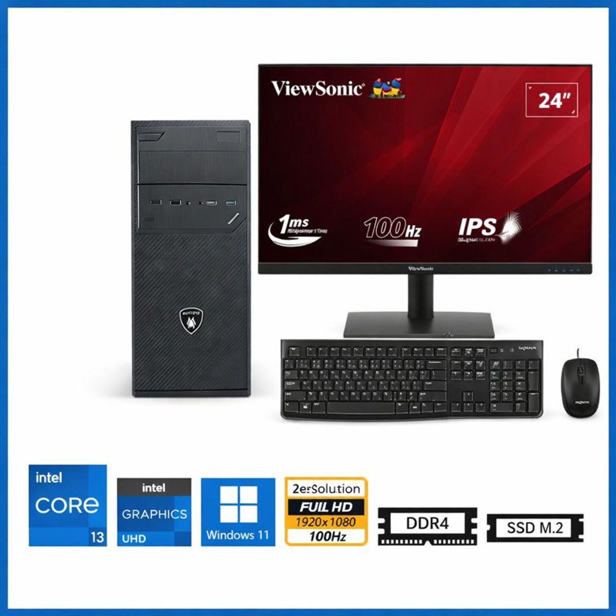 INTEL - Computadora Enovu Core i3-12100 8GB 500GB SSD 24" Intel UHD 730 Windows 11 Pro