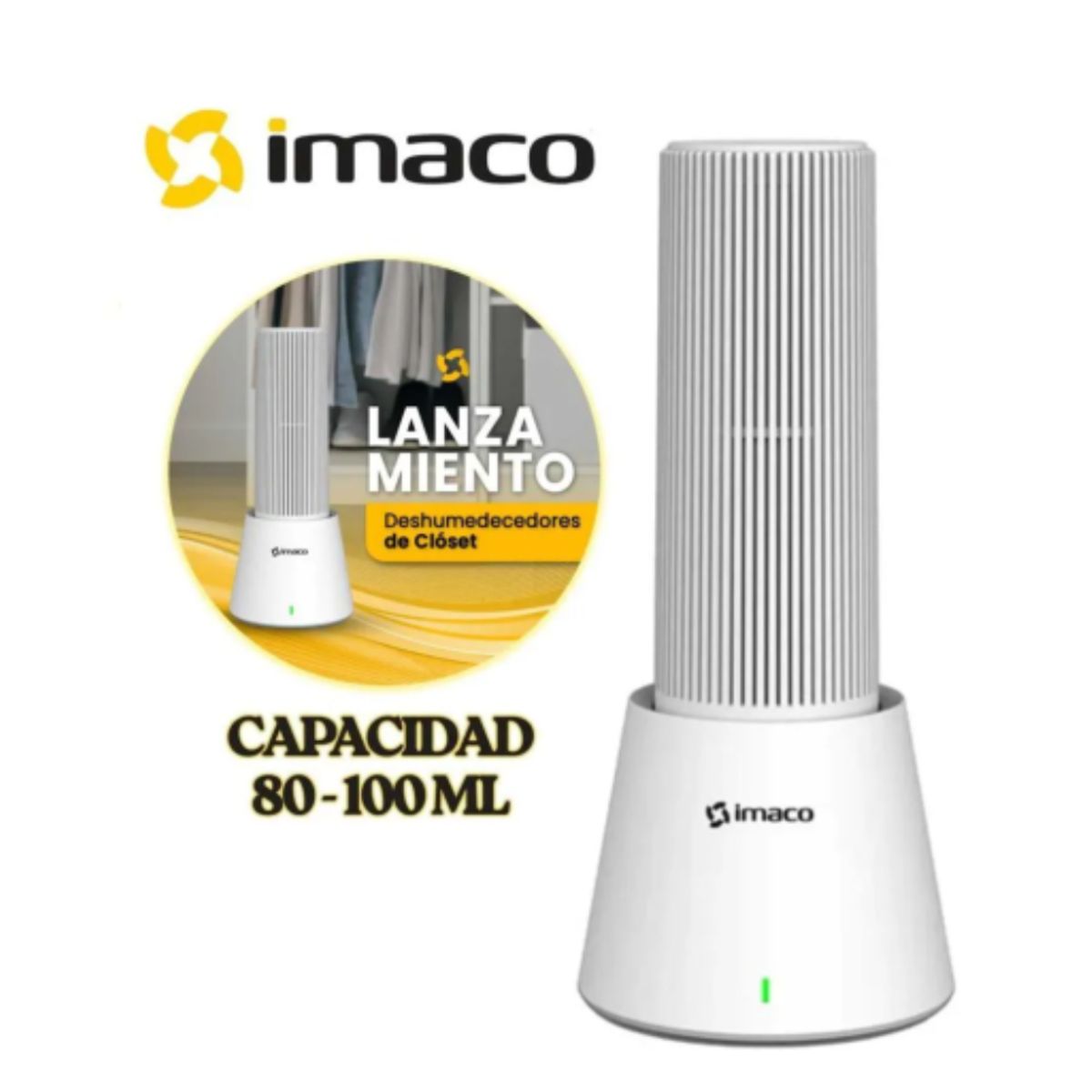 Deshumedecedor Eléctrico Portátil Imaco DHM20 Blanco de Closet, marca IMACO - Foto Principal