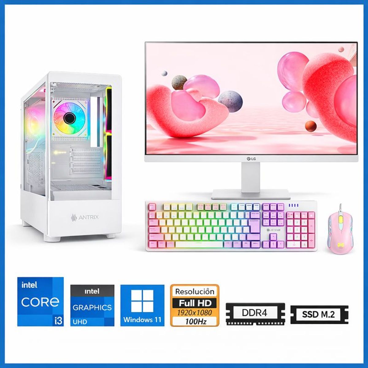 INTEL - Computadora Enovu Core i3-12100 8GB 512GB SSD 24" Intel UHD 730 Windows 11 Pro