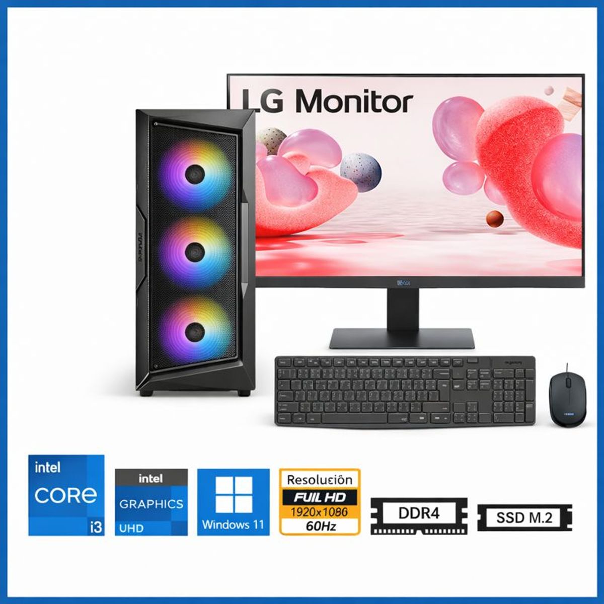 INTEL - Computadora Enovu Core i3-12100 8GB 512GB SSD 32" Intel UHD 730 Windows 11 Pro