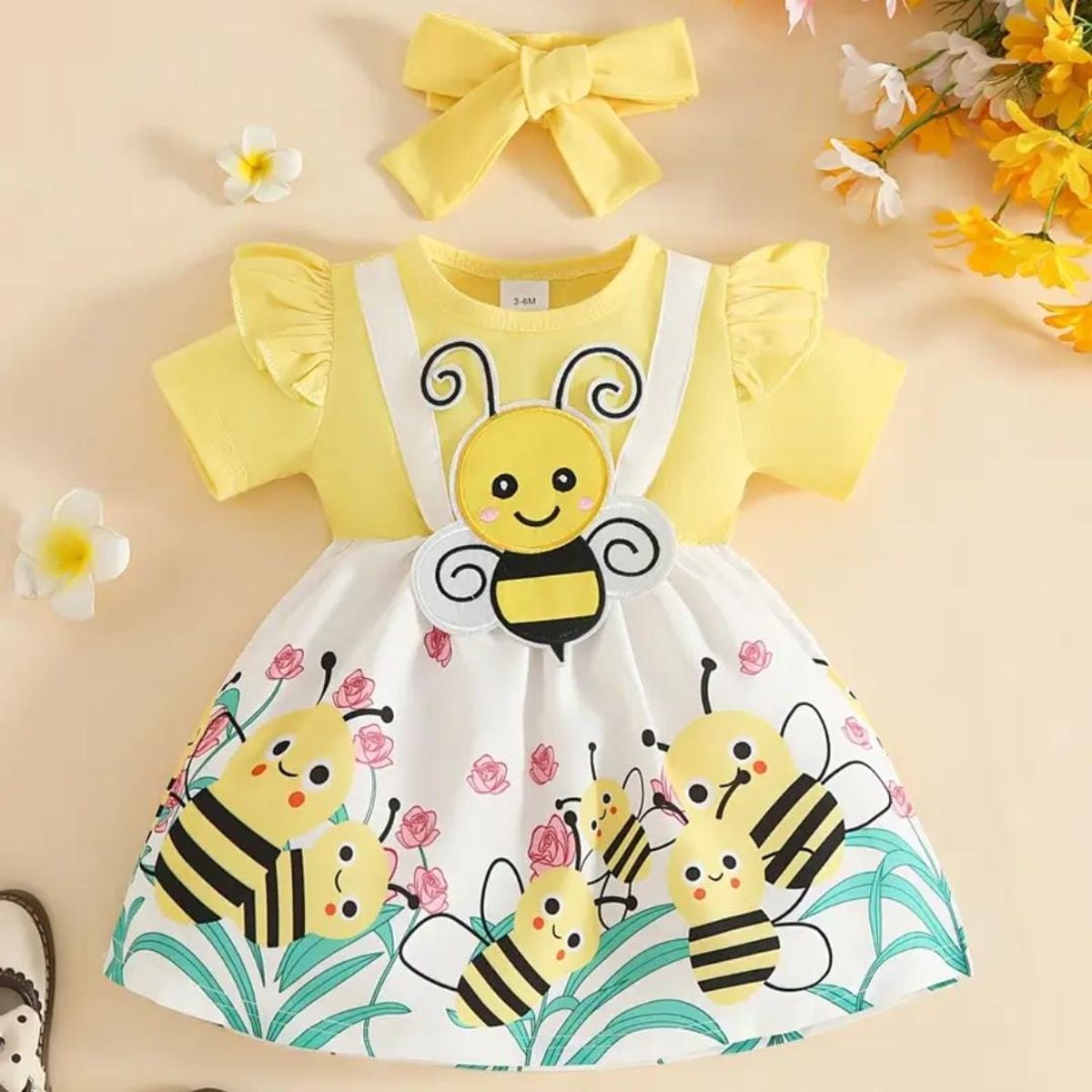 GENERICO - Vestido Niña Abejita 1 a 2 años + Vincha