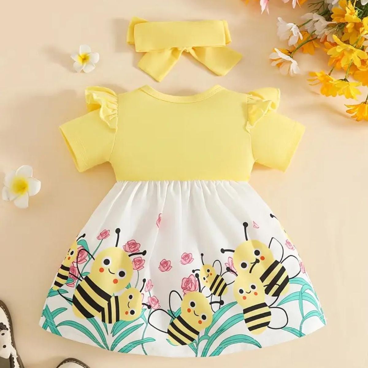 GENERICO - Vestido Niña Abejita 1 a 2 años + Vincha