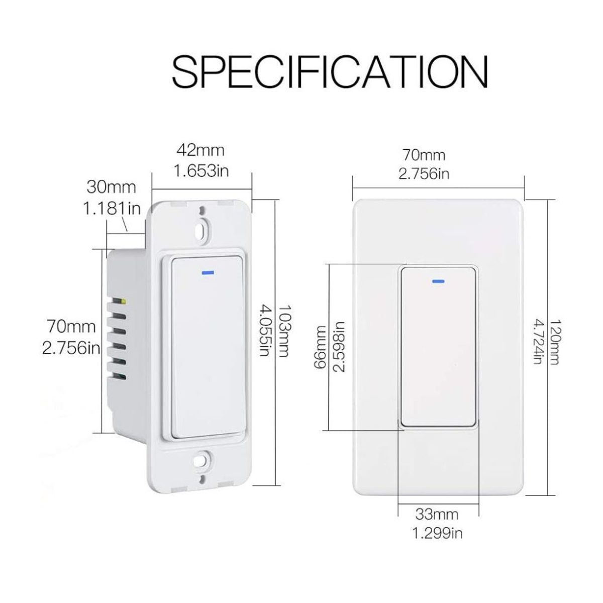 GENERICO - Interruptor de Luz Inteligente de Pared con WiFi