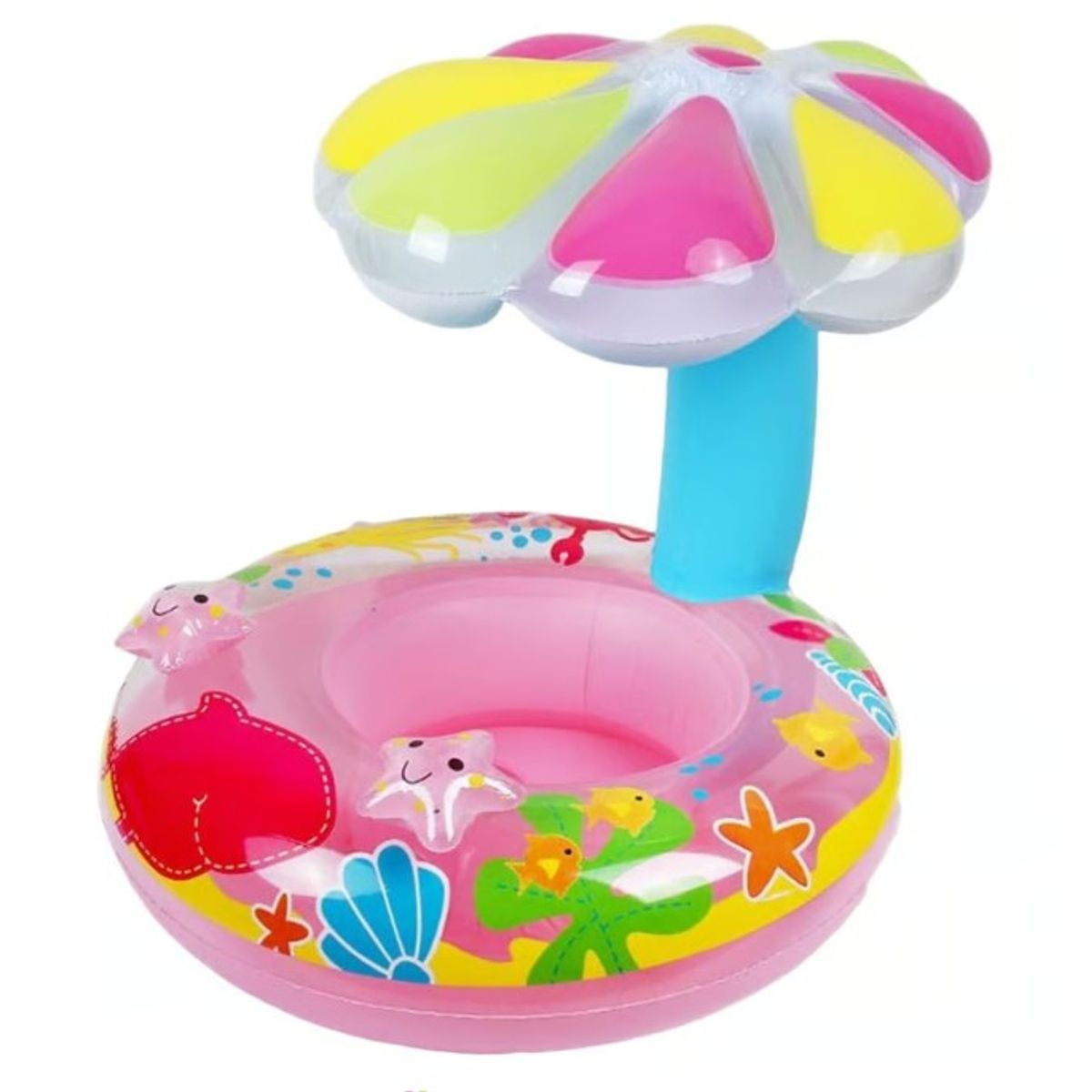 GENERICO - FLOTADOR CON SOMBRILLA ROSA - VERANO PLAYA PISCINA