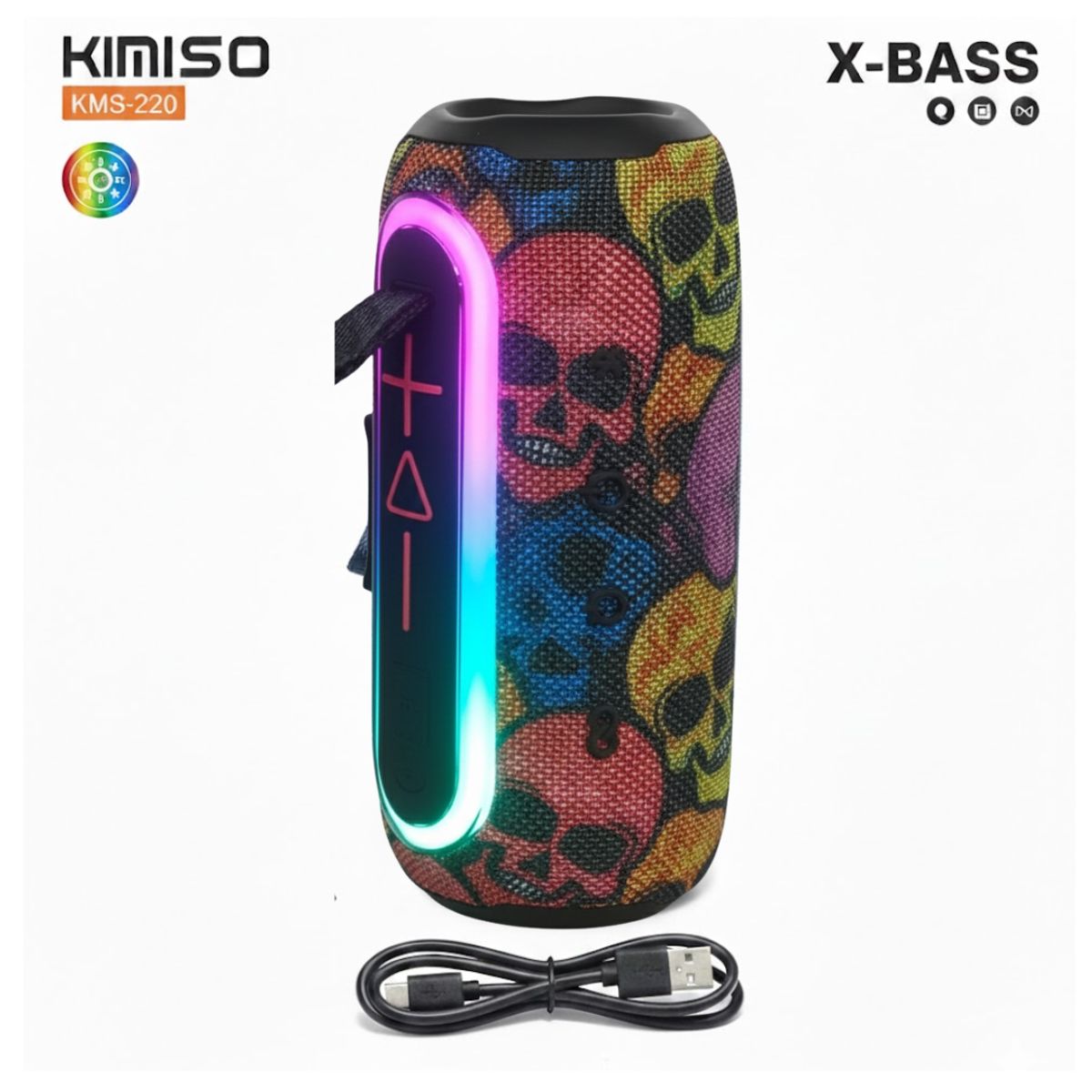 GENERICO - Parlante Bluetooth Kimiso Recargable Portátil Luces Led RGB Bocina Inalámbrica KMS- 220