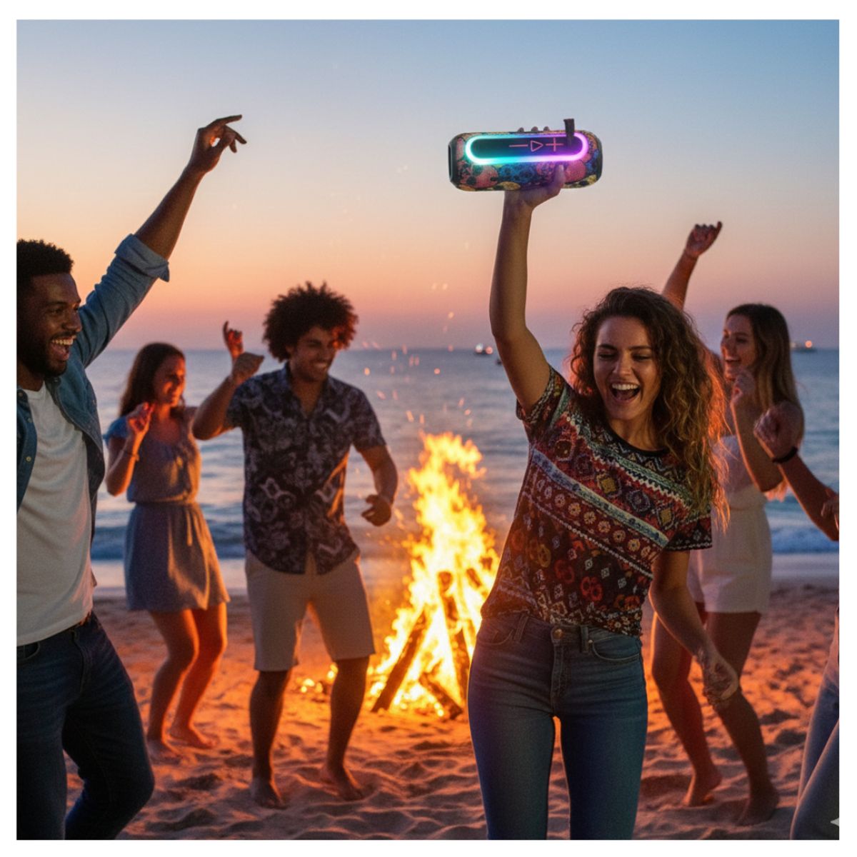 GENERICO - Parlante Bluetooth Kimiso Recargable Portátil Luces Led RGB Bocina Inalámbrica KMS- 220