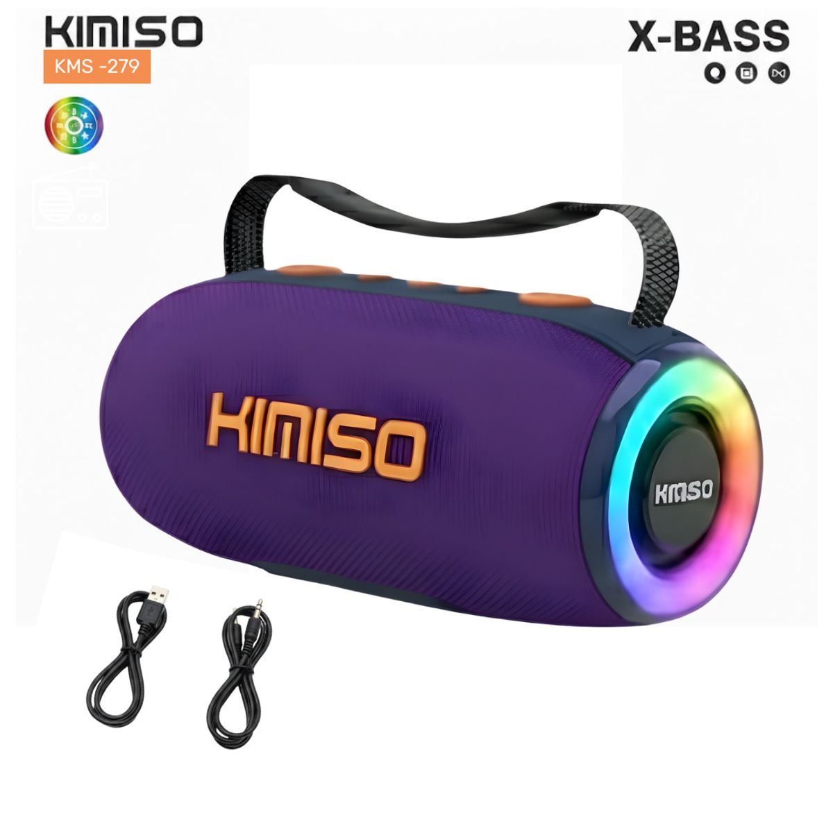 GENERICO - Parlante Bluetooth Kimiso Recargable Portátil Luces Led RGB Bocina Inalámbrica KMS- 279