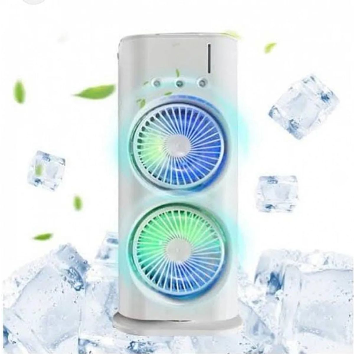 GENERICO - Ventilador Doble Aire Frio y Humidificador con Control Remoto con USB