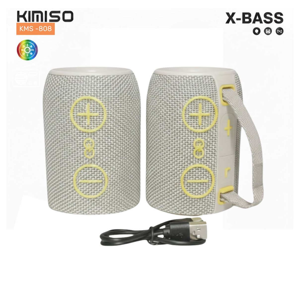 GENERICO - Mini Parlante Bluetooth Kimiso Recargable Portátil Luces Led RGB Bocina Inalámbrica KMS- 808