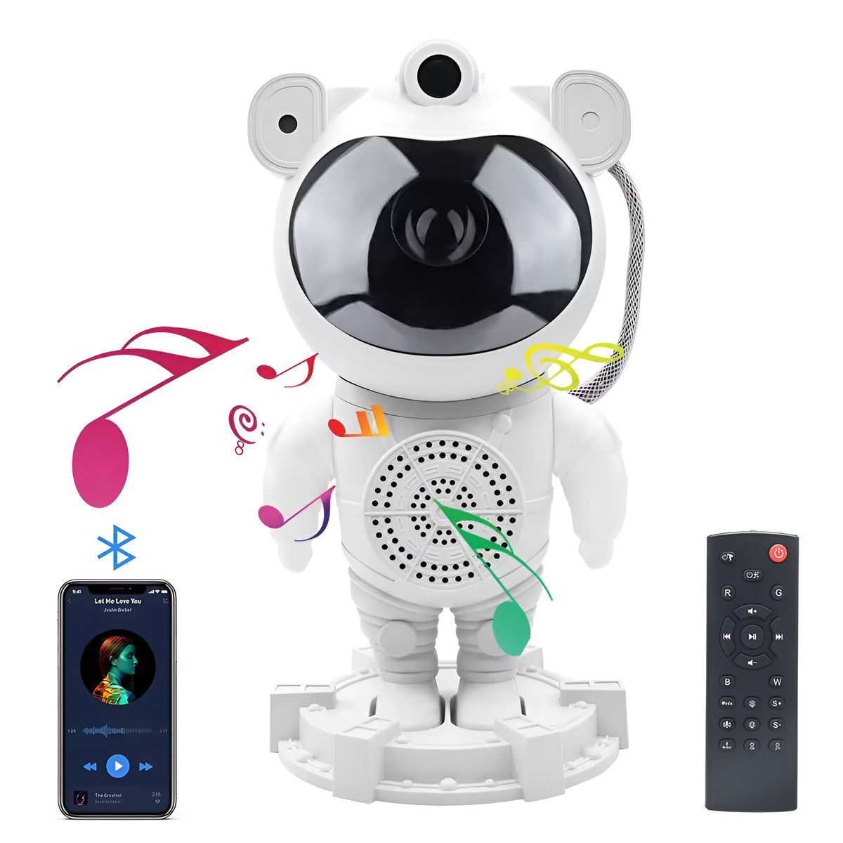 GENERICO - Astronauta Proyector de Luces Galaxia con Parlante Nebulosa