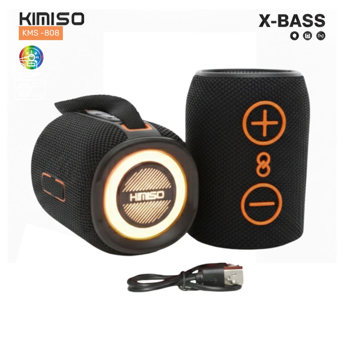 GENERICO - Mini Parlante Bluetooth Kimiso Recargable Portátil Luces Led RGB Bocina Inalámbrica KMS- 808