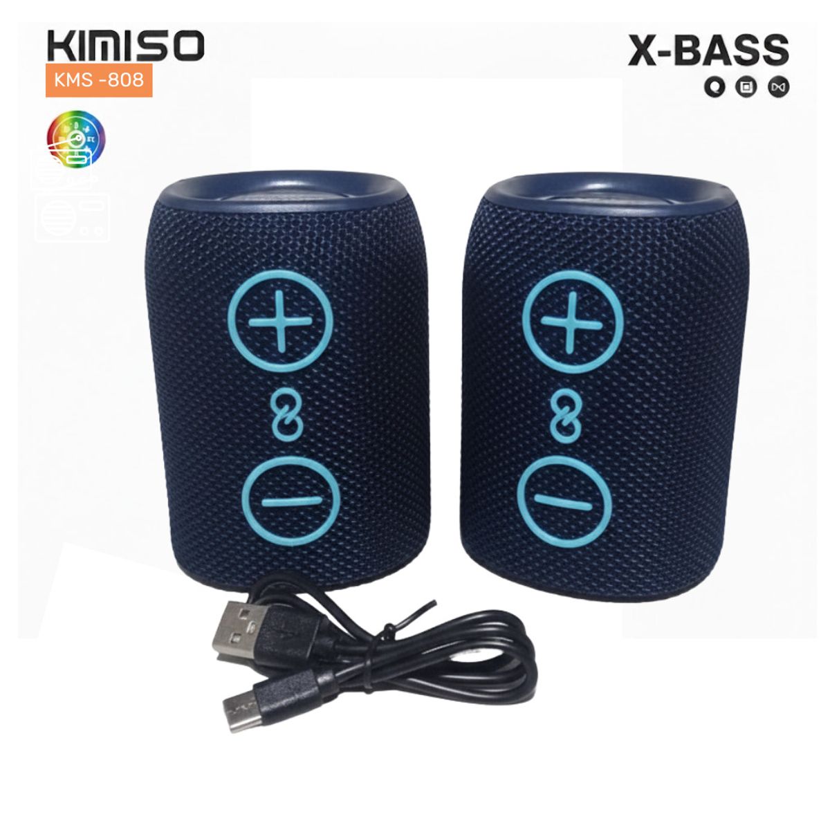 GENERICO - Mini Parlante Bluetooth Kimiso Recargable Portátil Luces Led RGB Bocina Inalámbrica KMS- 808