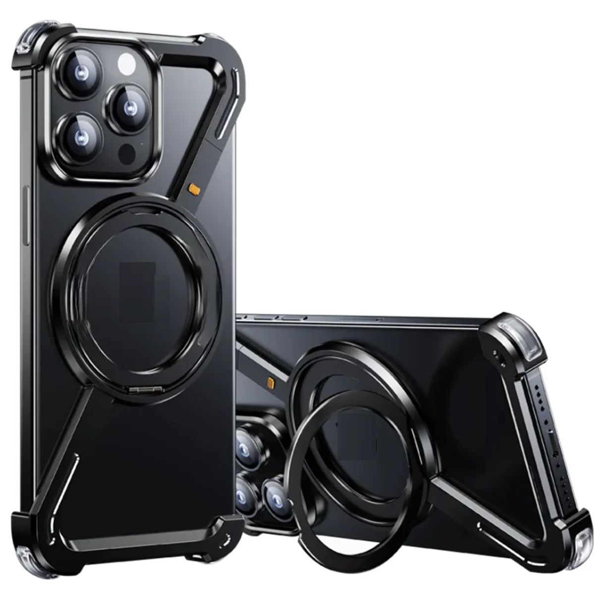 GENERICO - Funda De Titanio para iPhone 14 Pro Max Soporte giratorio de 360 - Negro