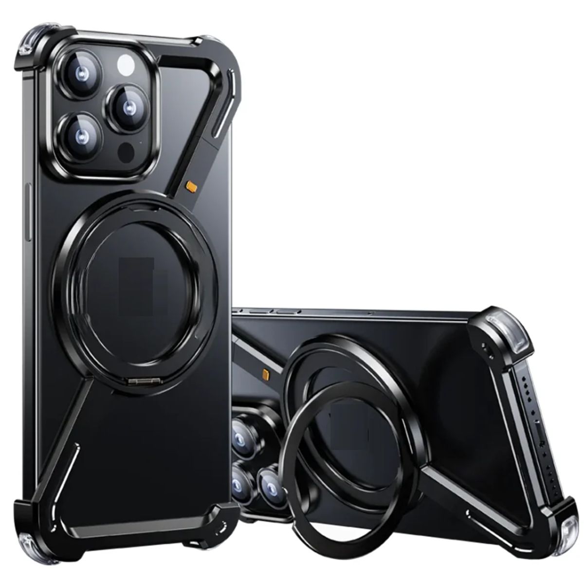 GENERICO - Funda De Titanio para iPhone 14 Pro Max Soporte giratorio de 360 - Negro