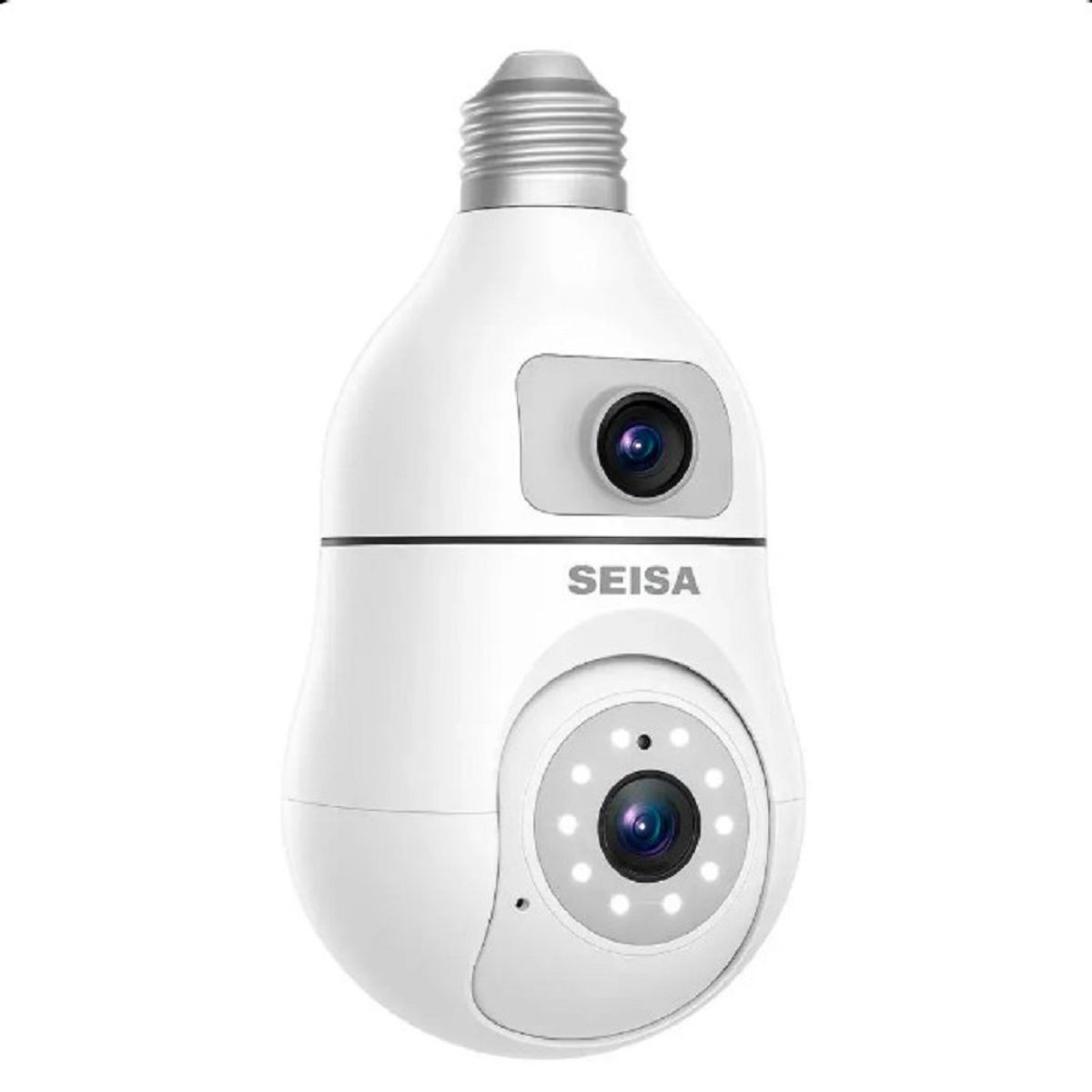 SEISA - Foco Cámara WiFi SEISA 1080P Full HD Doble Lente 360° con Audio y Detección de Movimiento