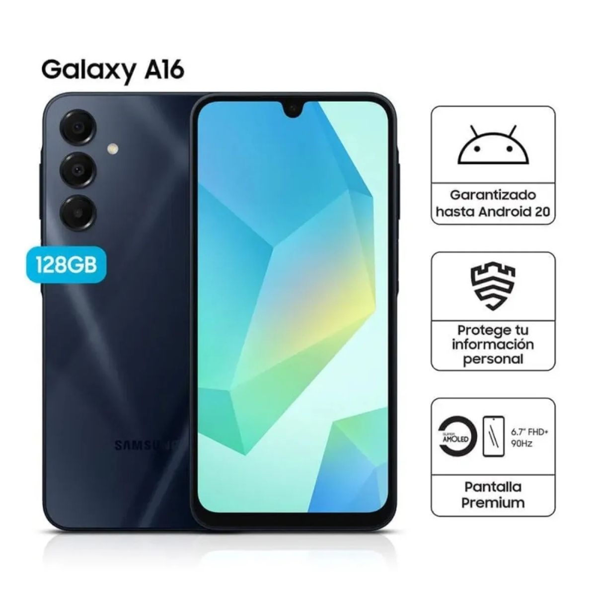 SAMSUNG - Celular Samsung Galaxy A16 4GB RAM 128GB  6.7" Pulg. Android 14 - Negro Azulado