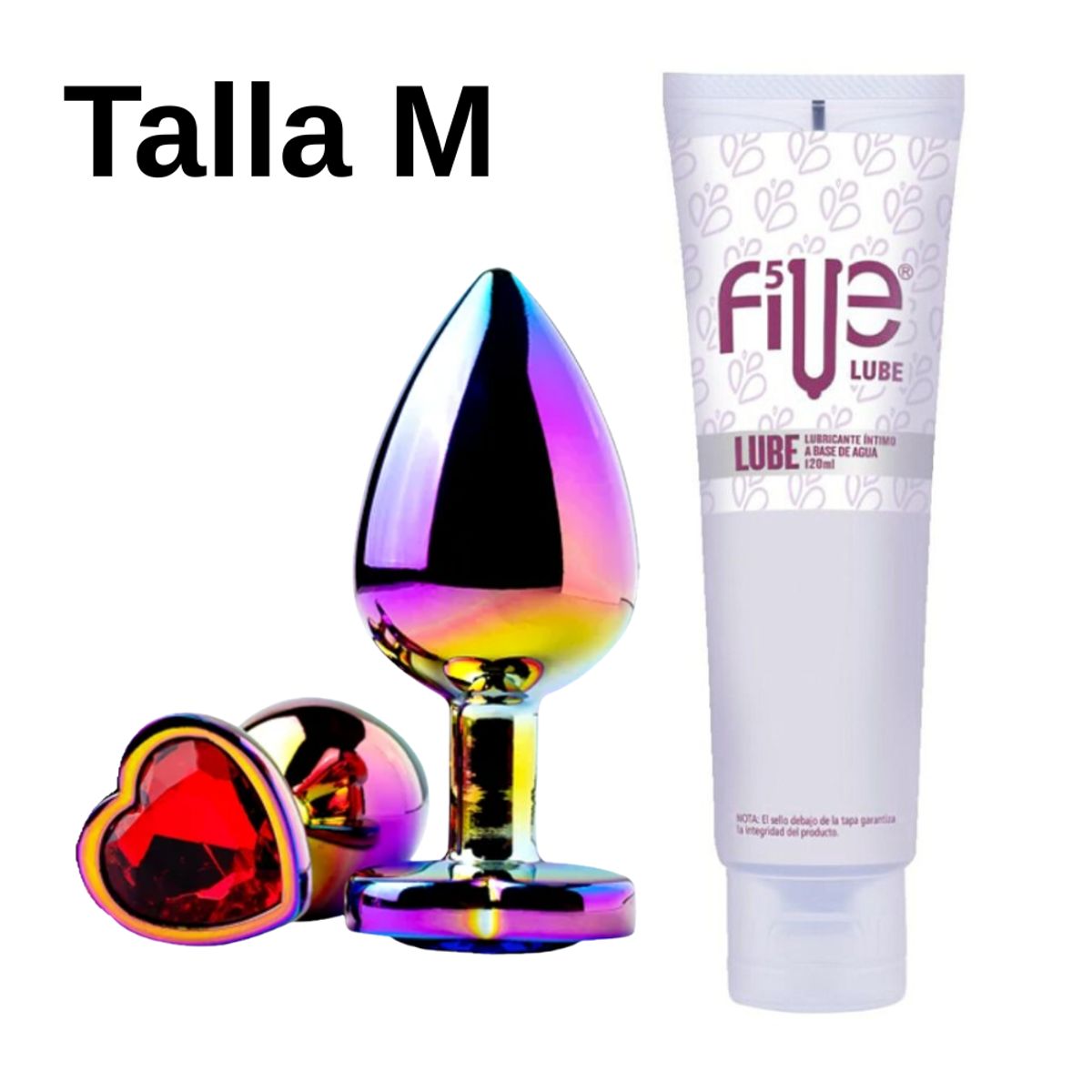 DR PINKY - Plug Anal M Consolador Tornasolado + Lubricante Five 120ml