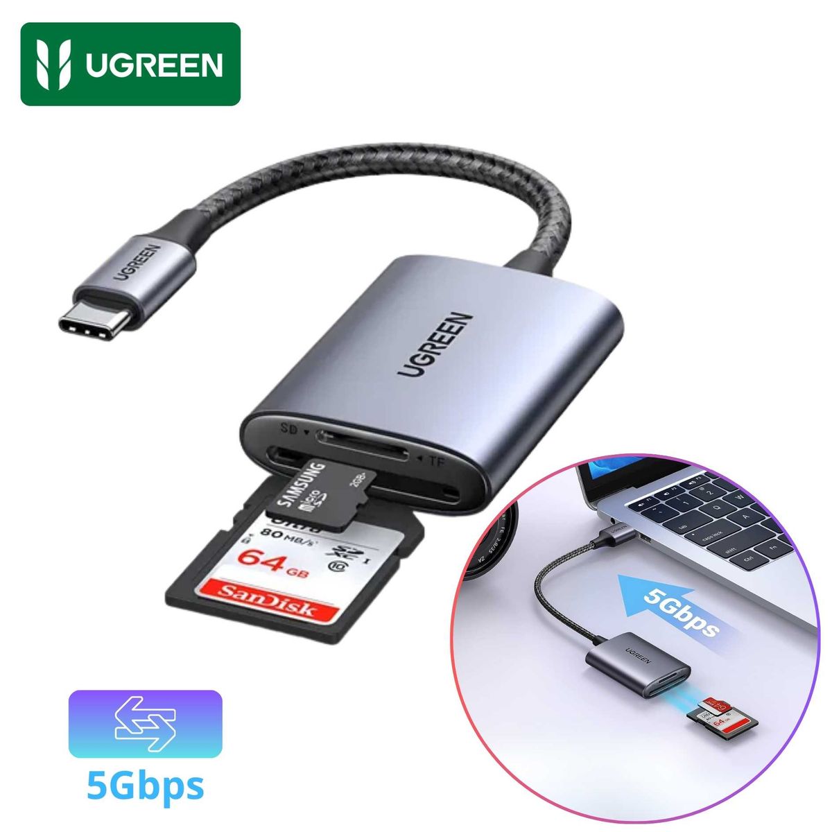 UGREEN - Lector De Tarjetas De Memoria Micro SD UGREEN Alta Velocidad 312MB/s para  Fotografía y Video 4K/8K