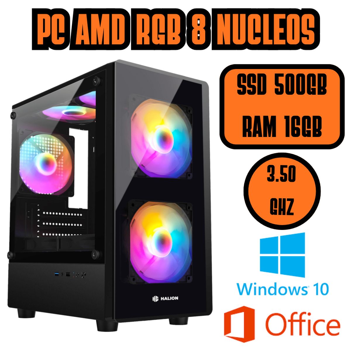 AMD - PC RGB AMD 35GHZ SSD 500GB RAM 16GB