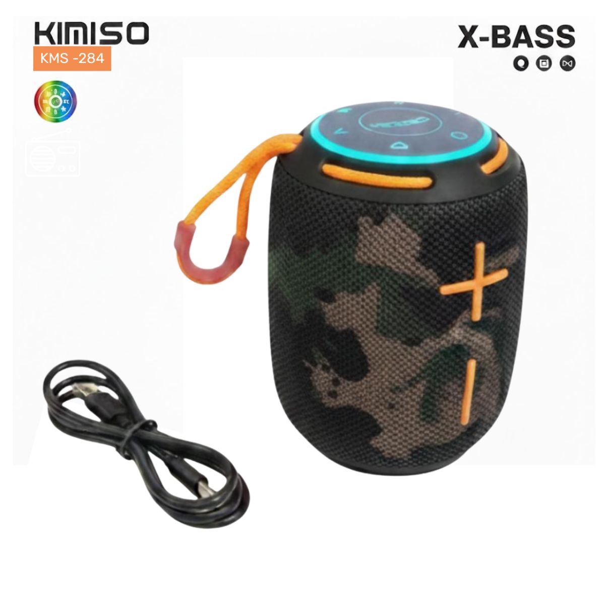 GENERICO - Mini Parlante Bluetooth Kimiso Recargable Portátil Luces Led RGB Bocina Inalámbrica KMS- 284