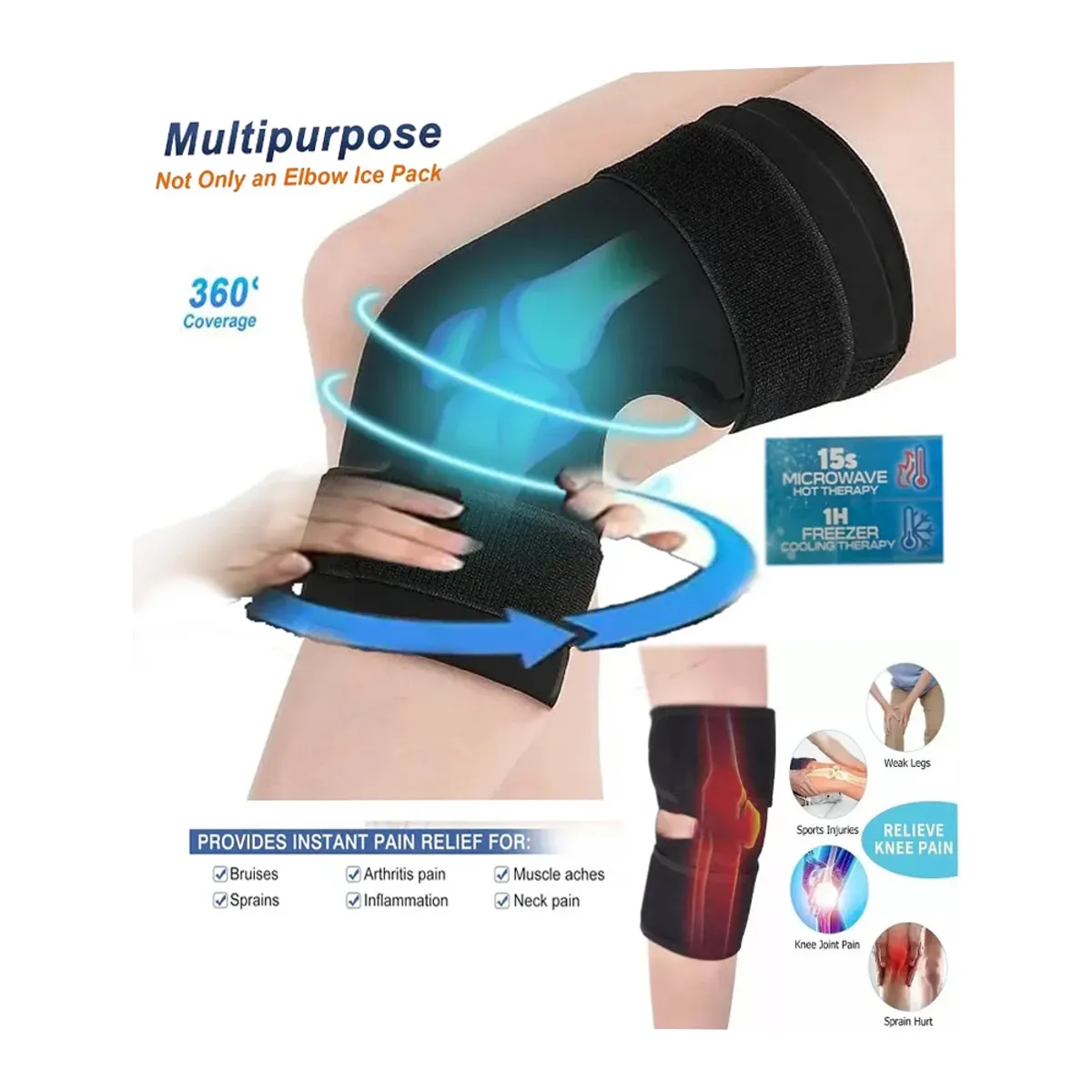 GENERICO - Rodillera Multifuncional Alivia Dolor con Gel para Terapia de Frío y Calor