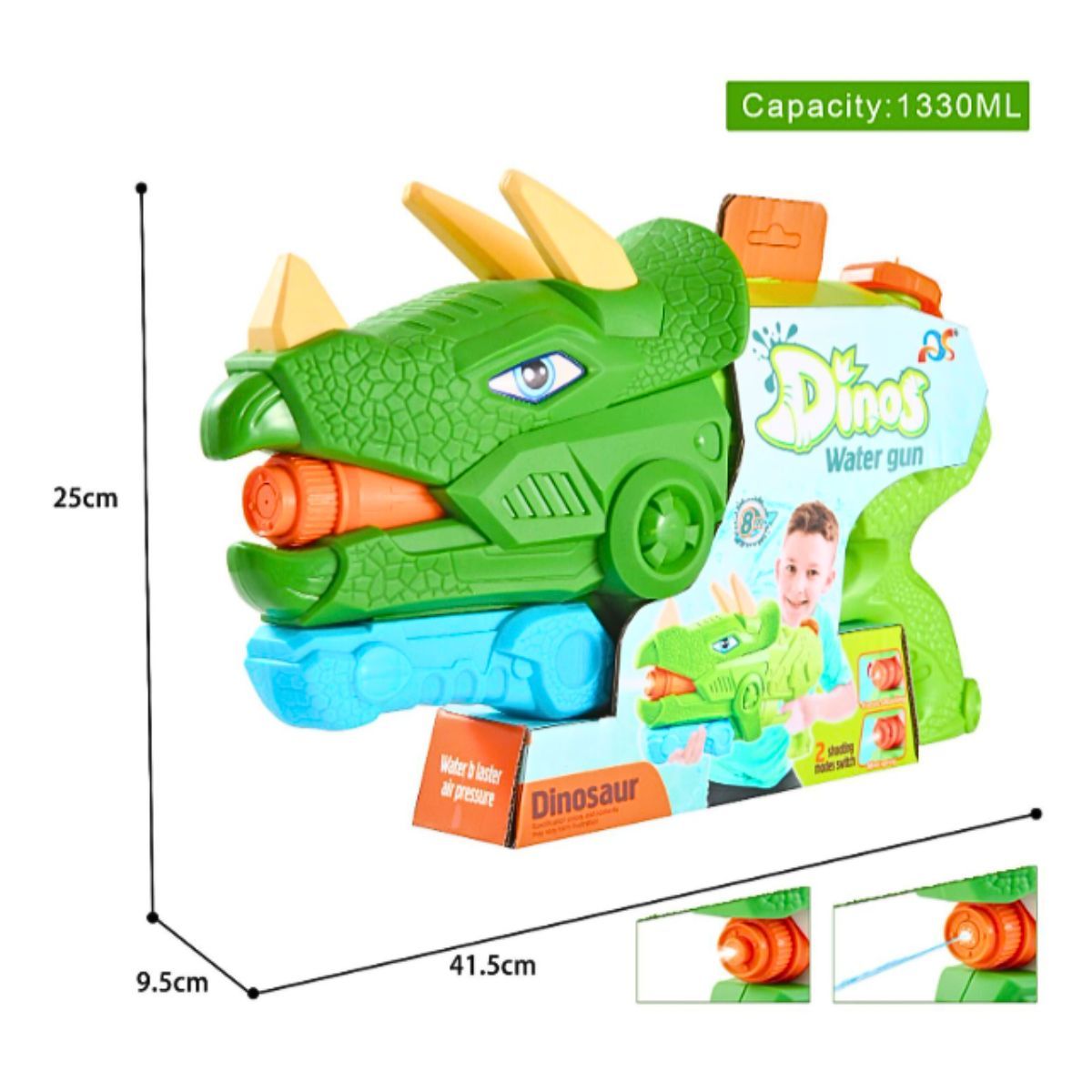 GENERICO - Chisguete Pistola De Agua Water Gun Dinosaurio Triceratops 41 Cm Para Niños
