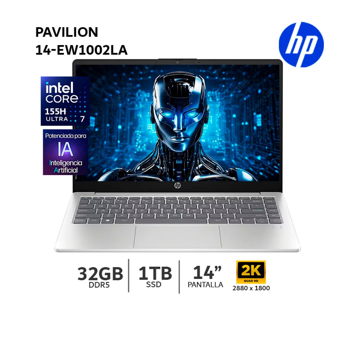 HP - Laptop HP Pavilion Plus 14-ew1002la Ultra i7-155H/ 32Gb Ram/ 1Tb SSD/ Windows 11 Home/ A6QL1LA