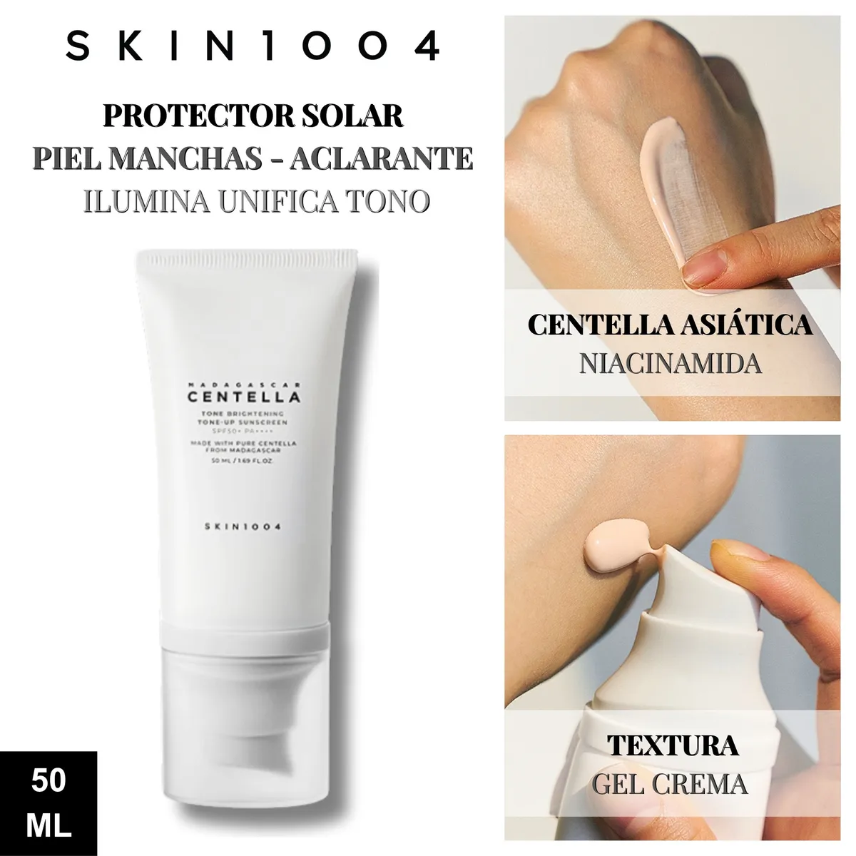 SKIN1004 - Protector Solar en Crema Piel Manchas y Aclarante Tone Brightening Tone Up Sunscreen 50ml