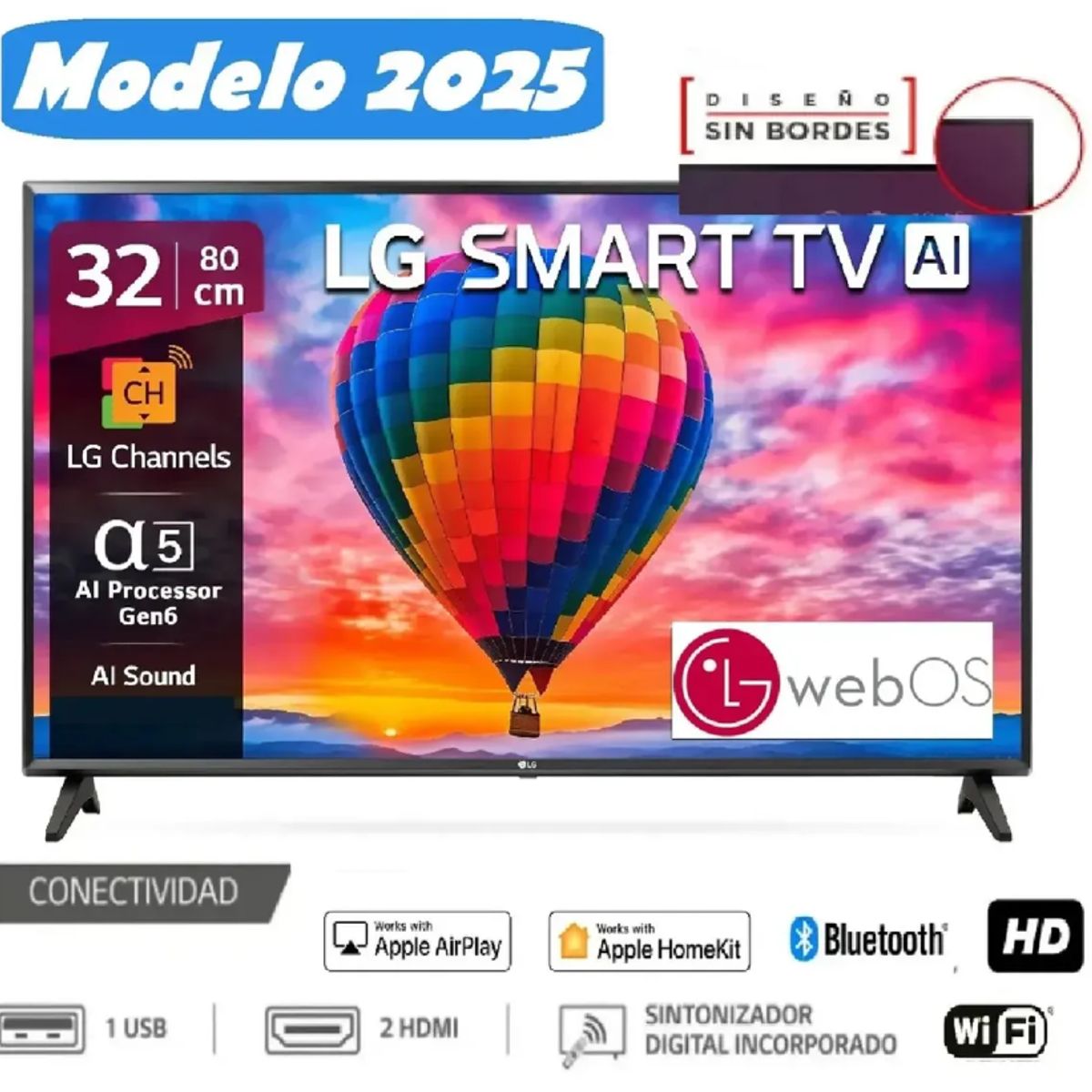 LG - Televisor LG 32LR600B LED 32” Smart TV Procesador α5 AI Gen5