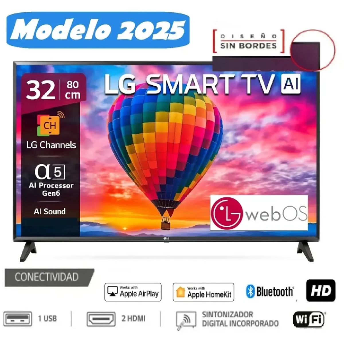 LG - Televisor LG 32LR600B LED 32” Smart TV Procesador α5 AI Gen5