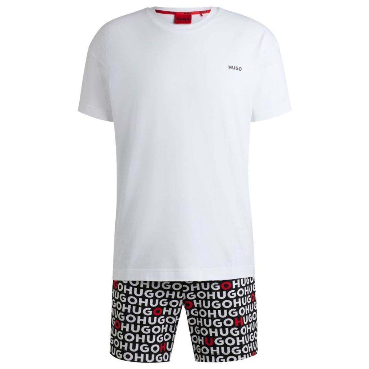 HUGO BOSS - Pijama en caja de regalo de algodón elástico con estampados de logotipos.