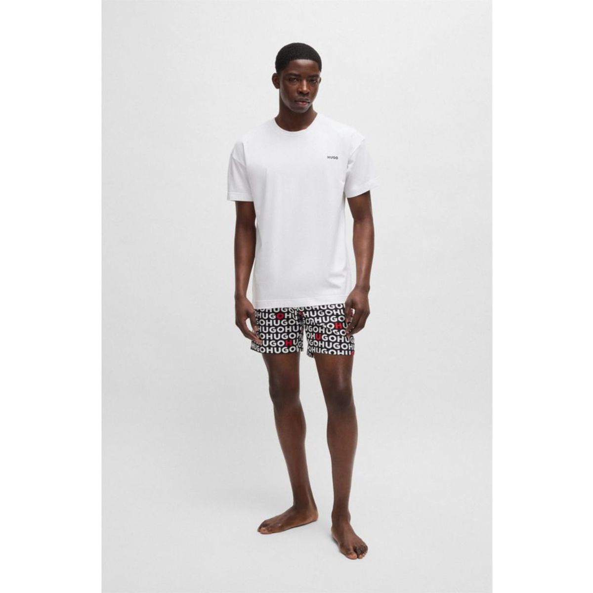 HUGO BOSS - Pijama en caja de regalo de algodón elástico con estampados de logotipos.