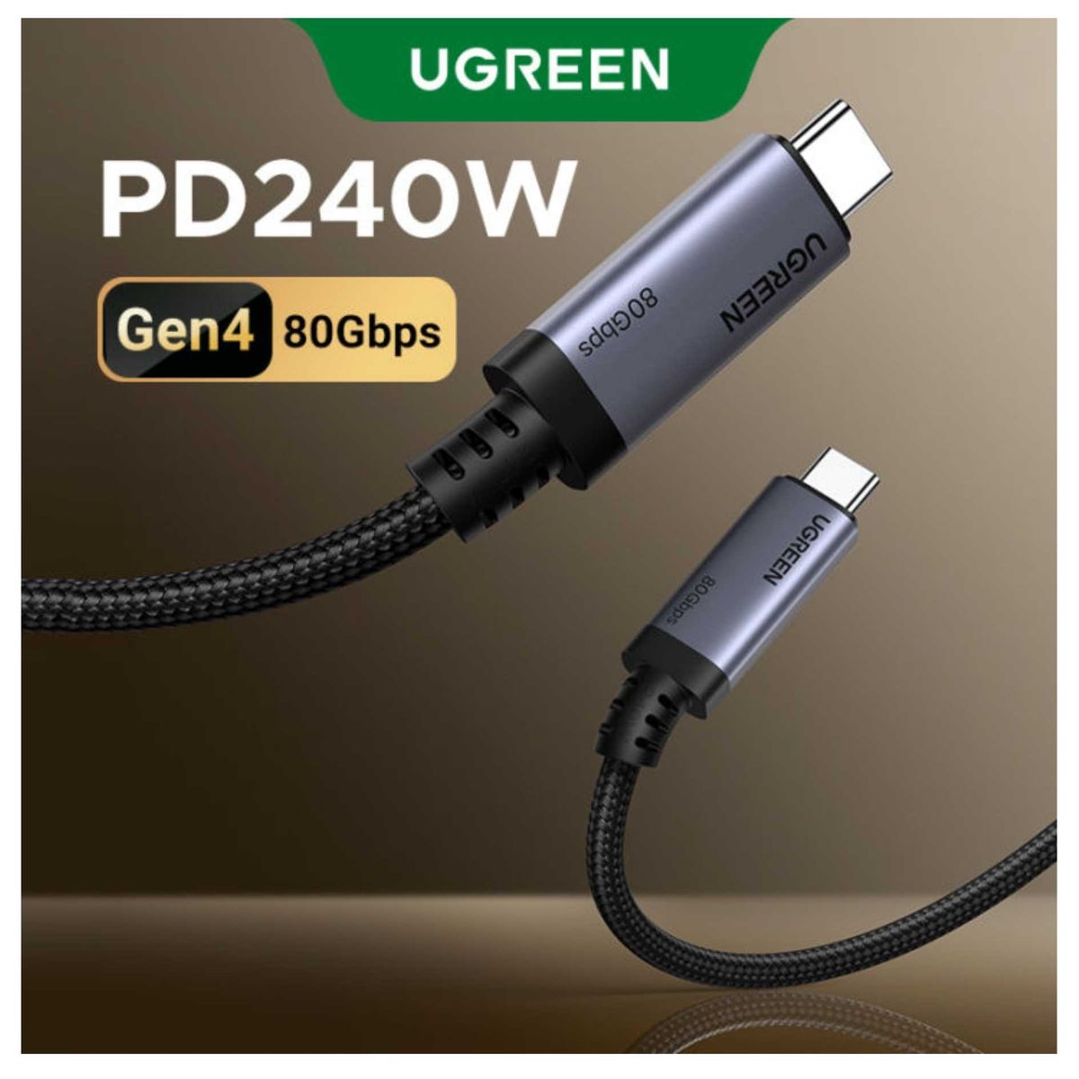UGREEN - Cable Type C Thunderbolt 4  240W 80Gbps Premium Carga Rápida PD 3.1 para MacBook Pro, Laptops 1M