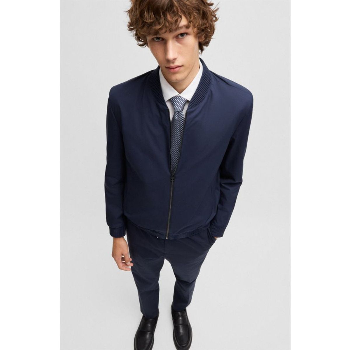 HUGO BOSS - Corbata con estampado geométrico en jacquard de mezcla de seda