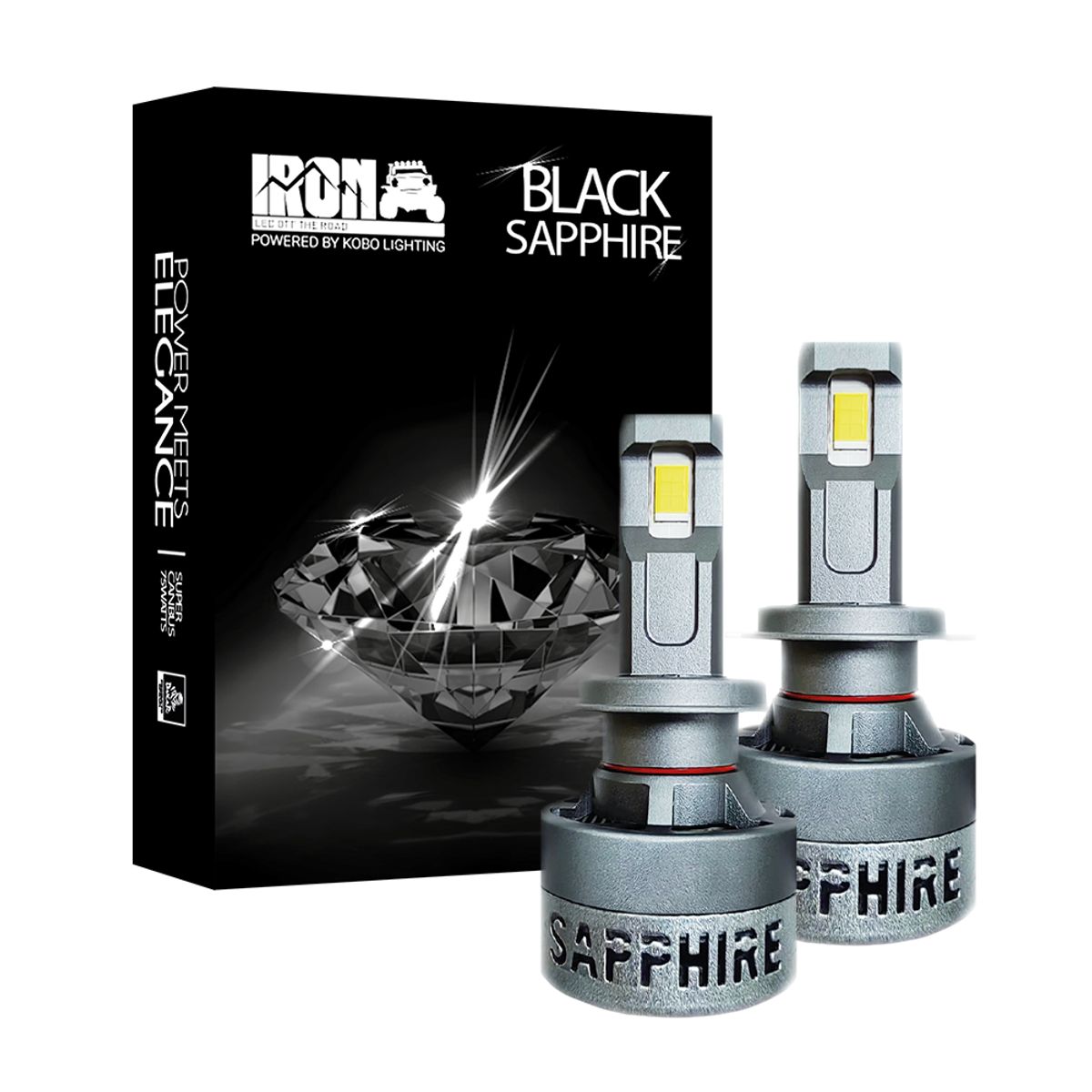 Kit Focos Led IRON BLACK Sapphire H4 65000 Lumens Canbus 75W, marca GENERICO - Foto Principal