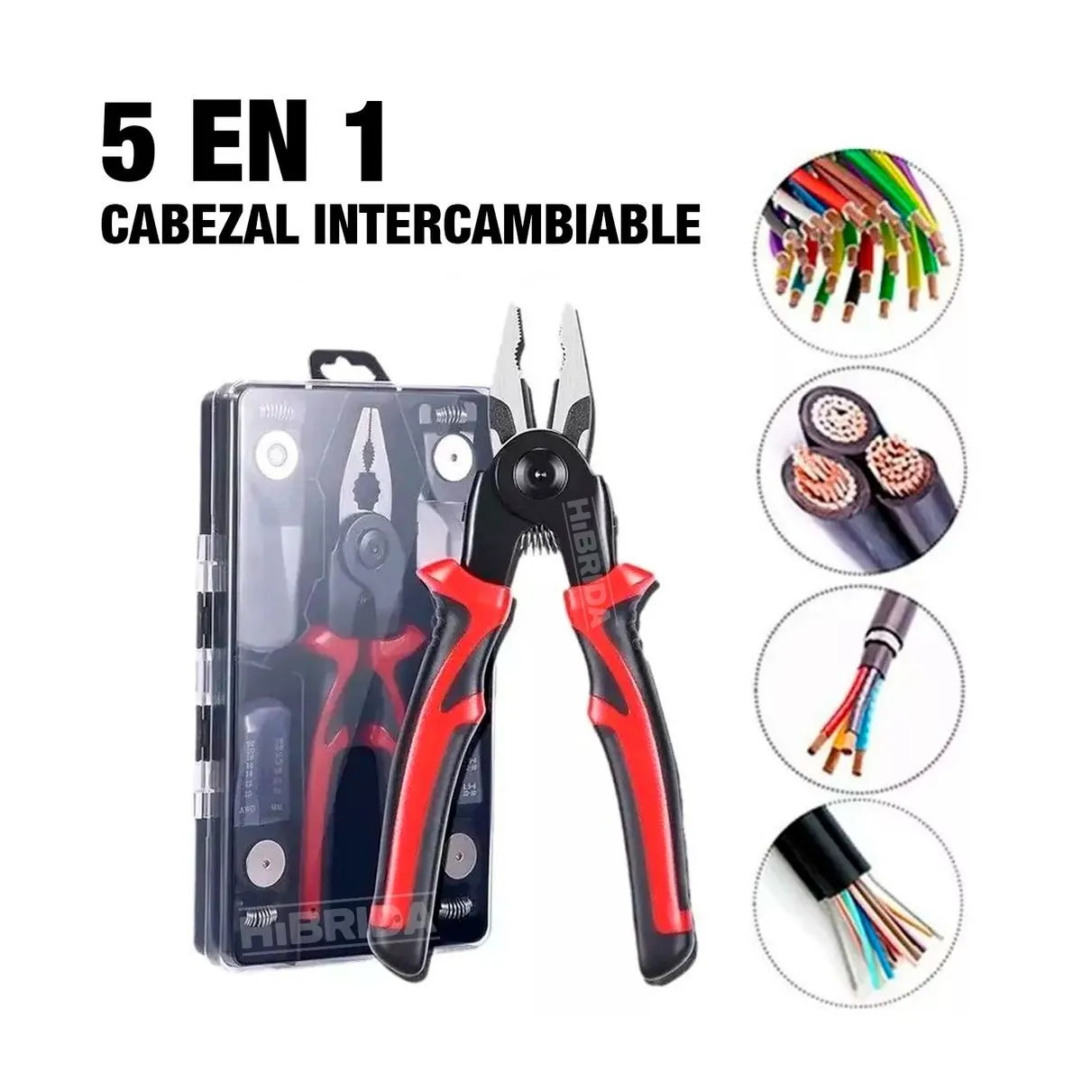 GENERICO - ALICATE HERRAMIENTA MULTIUSOS 5 EN 1 PELACABLES CORTE - MULTI-ALICATE