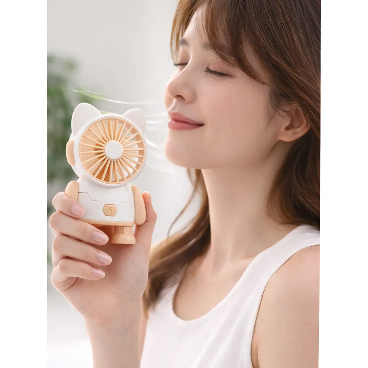 GENERICO - VENTILADOR DE MANO FORMA GATO ROSA
