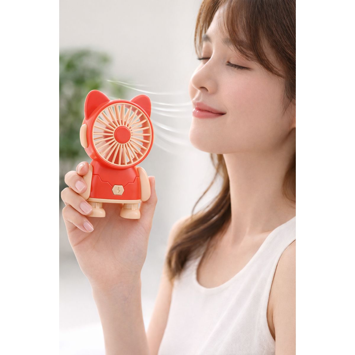 GENERICO - MINI VENTILADOR PORTÁTIL DE MANO DISEÑO GATO CORAL